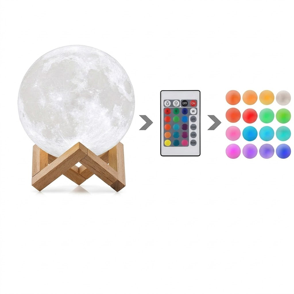 Lampe Lune LED 3D - Blanche